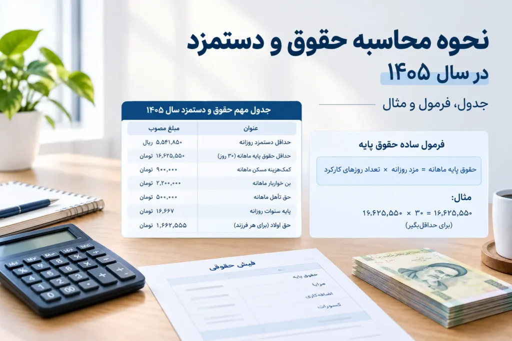 محاسبه حقوق و دستمزد در سال ۱۴۰۵ داریک