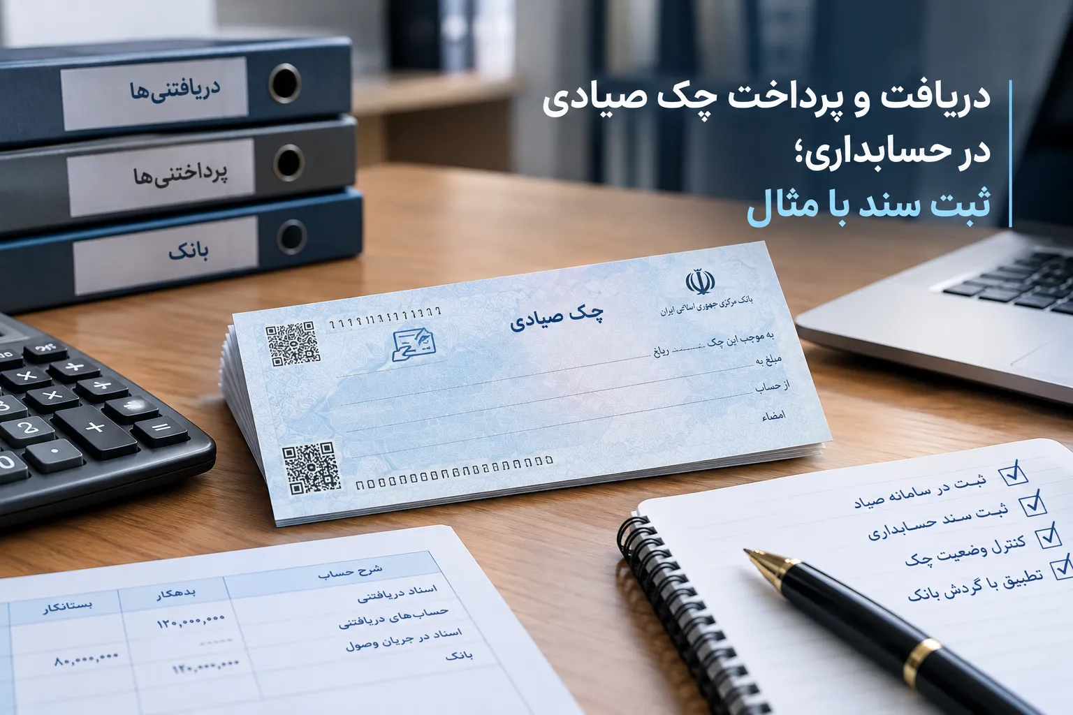 دریافت و پرداخت چک صیادی در حسابداری داریک